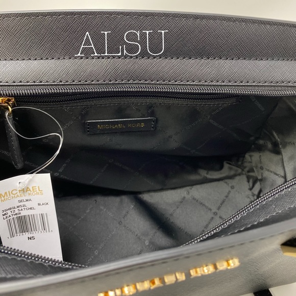 Michael Kors Selma Medium Top ZIP Satchel Le Black - Picture 6 of 8